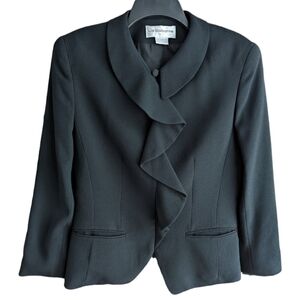LIZ Claiborne Collection Black Ruffle Front Blazer Size 6